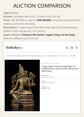 Lot 215 - A RARE AND LARGE SILVER AND COPPER-INLAID BRONZE FIGURE OF VISHNU VARAHA, NORTHEASTERN INDIA, PALA PERIOD, 10TH-12TH CENTURY