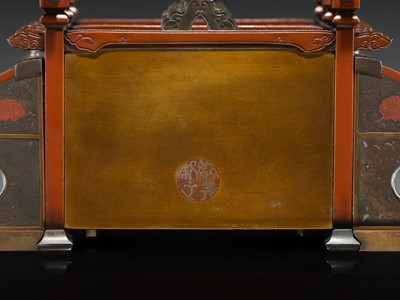 Lot 38 - JOMI EISUKE II: AN IMPRESSIVE MIXED-METAL PAGODA FORM KORO (INCENSE BURNER)