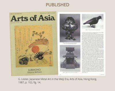 Lot 38 - JOMI EISUKE II: AN IMPRESSIVE MIXED-METAL PAGODA FORM KORO (INCENSE BURNER)