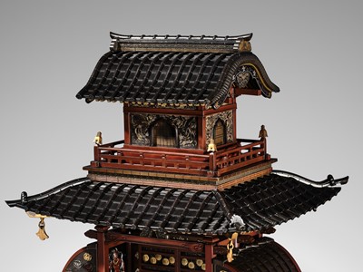 Lot 38 - JOMI EISUKE II: AN IMPRESSIVE MIXED-METAL PAGODA FORM KORO (INCENSE BURNER)