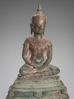 Lot 1494 - A BRONZE FIGURE OF BUDDHA, AYUTTHAYA, 17TH-18TH CENTURY