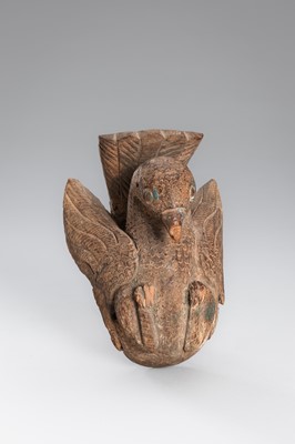 Lot 1251 - AN INDIAN WOOD RELIEF CARVING OF A DOVE, 17TH CENTURY