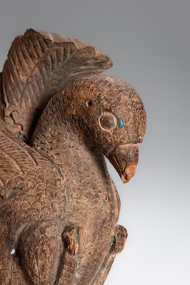 Lot 1251 - AN INDIAN WOOD RELIEF CARVING OF A DOVE, 17TH CENTURY