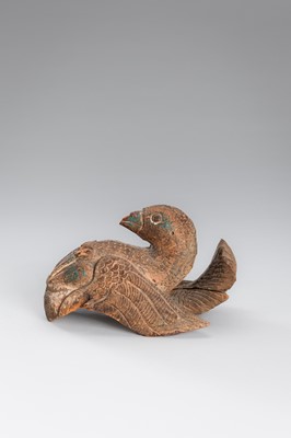 Lot 1251 - AN INDIAN WOOD RELIEF CARVING OF A DOVE, 17TH CENTURY