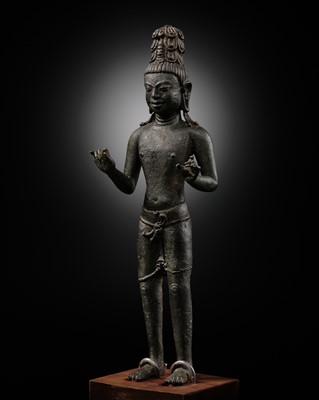 Lot 426 - A BRONZE FIGURE OF MAITREYA, PRE-ANGKORIAN PERIOD, PRAKHON CHAI, 7TH-9TH CENTURY
