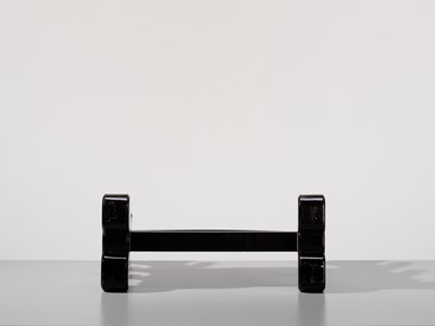 Lot 135 - A SUPERB MOTHER-OF-PEARL INLAID AND BLACK-LACQUERED ‘THREE FRIENDS OF WINTER (SHOCHIKUBAI)’ KATANA-KAKE (SWORD STAND)