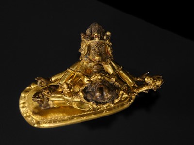 A SMALL AND RARE GILT-BRONZE FIGURE OF VAJRAVARAHI AND VARAHA, 18TH-19TH CENTURY