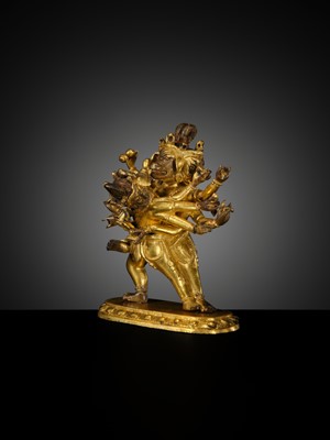 A SMALL AND RARE GILT-BRONZE FIGURE OF VAJRAVARAHI AND VARAHA, 18TH-19TH CENTURY