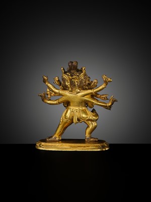 A SMALL AND RARE GILT-BRONZE FIGURE OF VAJRAVARAHI AND VARAHA, 18TH-19TH CENTURY