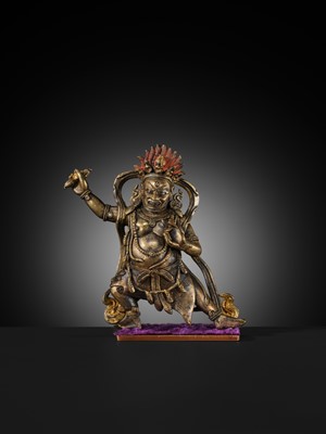 Lot 19 - A SMALL BRONZE FIGURE OF VAJRAPANI, 18TH-19TH CENTURY