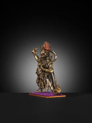 Lot 19 - A SMALL BRONZE FIGURE OF VAJRAPANI, 18TH-19TH CENTURY