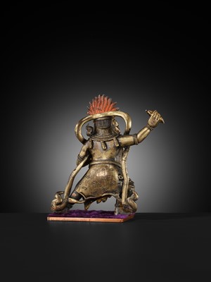 Lot 19 - A SMALL BRONZE FIGURE OF VAJRAPANI, 18TH-19TH CENTURY