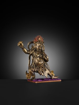 Lot 19 - A SMALL BRONZE FIGURE OF VAJRAPANI, 18TH-19TH CENTURY
