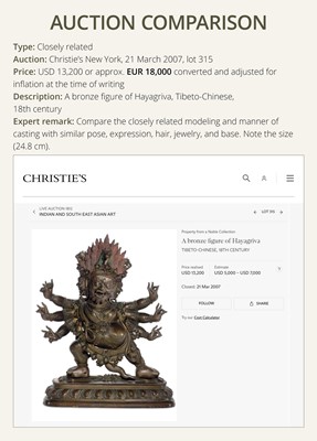 Lot 15 - A FINE BRONZE FIGURE OF HAYAGRIVA, 18TH CENTURY