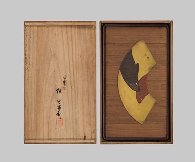 Lot 20 - KATSURA MITSUHARU: A FINE MIXED-METAL PLAQUE DEPICTING CARPS