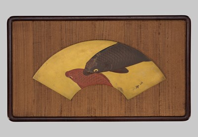Lot 20 - KATSURA MITSUHARU: A FINE MIXED-METAL PLAQUE DEPICTING CARPS