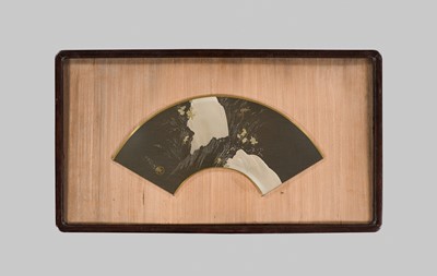 Lot 44 - SUZUKI MITSUAKI: A FINE MIXED-METAL PANEL IN THE FORM OF A FAN PAINTING