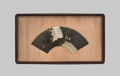 Lot 44 - SUZUKI MITSUAKI: A FINE MIXED-METAL PANEL IN THE FORM OF A FAN PAINTING