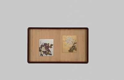 Lot 22 - KATSURA MITSUHARU: TWO FINE MIXED-METAL PLAQUES WITH A PEONY AND CHRYSANTHEMUM