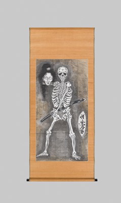 Lot 337 - KAWANABE KYOSAI: SAMURAI’S SKELETON HOLDING A HEAD
