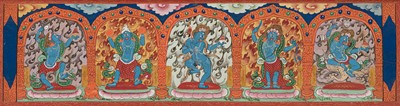 Lot 50 - A SET OF SIX FINELY PAINTED INNER COVER PANELS FROM THE 1794 QIANLONG KANGYUR IN MANCHU SCRIPT