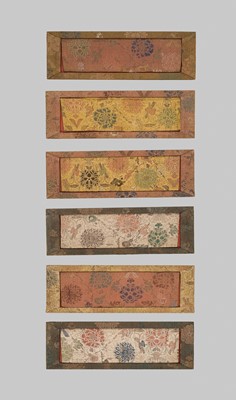 Lot 50 - A SET OF SIX FINELY PAINTED INNER COVER PANELS FROM THE 1794 QIANLONG KANGYUR IN MANCHU SCRIPT