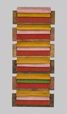 Lot 50 - A SET OF SIX FINELY PAINTED INNER COVER PANELS FROM THE 1794 QIANLONG KANGYUR IN MANCHU SCRIPT