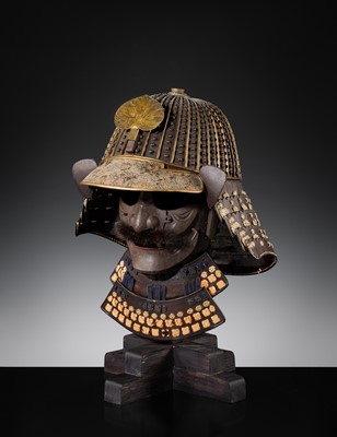 Lot 93 - A LACQUERED IRON ZABOSHI KABUTO WITH NKBKHK TOKUBETSU KICHO SHIRYO CERTIFICATE