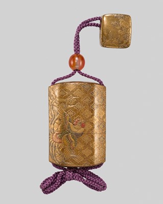 Lot 39 - KAJIKAWA BUNRYUSAI: AN EXQUISITE AND RARE MINIATURE TWO-CASE LACQUER INRO WITH A HO-O (PHOENIX)