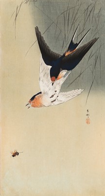 Lot 690 - OHARA KOSON: SWALLOWS PURSUING A BEE