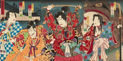 Lot 681 - UTAGAWA KUNISADA III: TRIPTYCH OF SOMA TAIRA CLAN SECOND GENERATION STORY