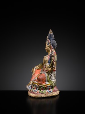 Lot 24 - A GILT AND POLYCHROME DRY LACQUER FIGURE OF TARA, 18TH-19TH CENTURY