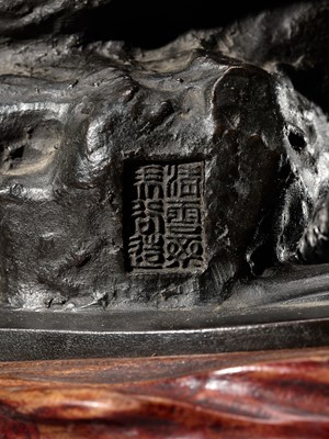 Lot 34 - YOSHITANI: A LARGE TOKYO SCHOOL BRONZE OKIMONO OF A FISHERMAN