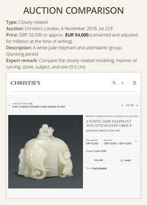 A WHITE JADE ‘ELEPHANT AND BOYS’ GROUP, 18TH-19TH CENTURY