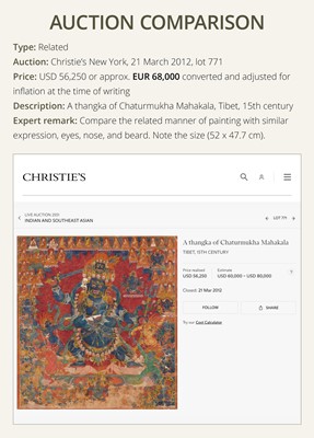 Lot 38 - AN EXTREMELY RARE THANGKA OF SHASTRADHARA (‘WEAPON-HOLDING’) HEVAJRA, TIBET, 15TH-16TH CENTURY