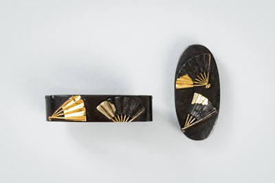 Lot 1937 - A FINE SHIBUICHI FUCHI AND KASHIRA WITH FANS
