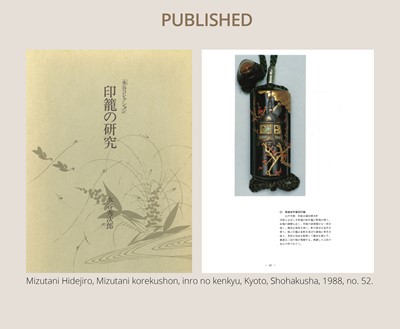 Lot 26 - KOMA KORYU: A FINE FOUR-CASE LACQUER INRO WITH DOVES AT A SHINTO SHRINE