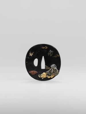 OTSUKI KORIN: AN OTSUKI SCHOOL SHAKUDO TSUBA DEPICTING SOSHI (ZHUANG ZHOU) DREAMING