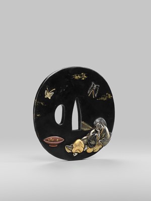 OTSUKI KORIN: AN OTSUKI SCHOOL SHAKUDO TSUBA DEPICTING SOSHI (ZHUANG ZHOU) DREAMING