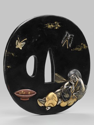 OTSUKI KORIN: AN OTSUKI SCHOOL SHAKUDO TSUBA DEPICTING SOSHI (ZHUANG ZHOU) DREAMING