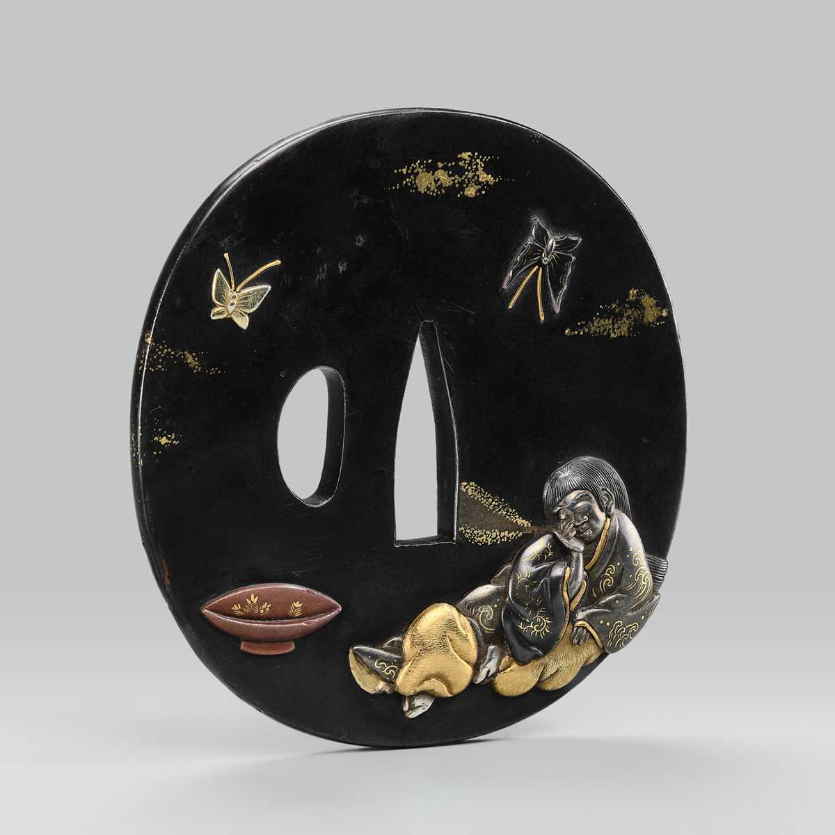 OTSUKI KORIN: AN OTSUKI SCHOOL SHAKUDO TSUBA DEPICTING SOSHI (ZHUANG ZHOU) DREAMING