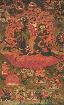 Lot 343 - A RARE THANGKA OF YONTEN GYALPO, 19TH CENTURY