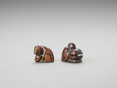 Lot 424 - TWO WOOD NETSUKE