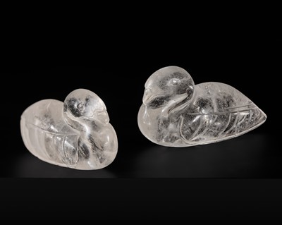 Lot 418 - A PAIR OF ROCK CRYSTAL ‘GOOSE’ WEIGHTS, LIAO DYNASTY