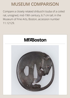 A FINE AND RARE KO-KINKO IRON TSUBA OF A COILED RAT