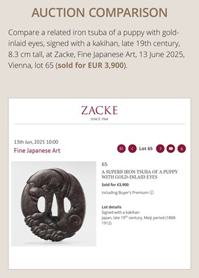 A FINE AND RARE KO-KINKO IRON TSUBA OF A COILED RAT