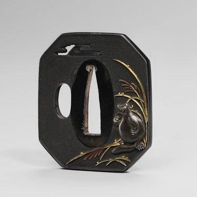 HARUAKI: A FINE ‘TANUKI HARA NO TSUZUMI’ SHAKUDO NANAKO TSUBA, WITH TOKUBETSO KICHO (ESPECIALLY PRECIOUS) NBTHK CERTIFICATE