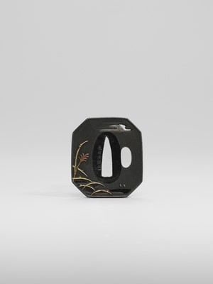 HARUAKI: A FINE ‘TANUKI HARA NO TSUZUMI’ SHAKUDO NANAKO TSUBA, WITH TOKUBETSO KICHO (ESPECIALLY PRECIOUS) NBTHK CERTIFICATE