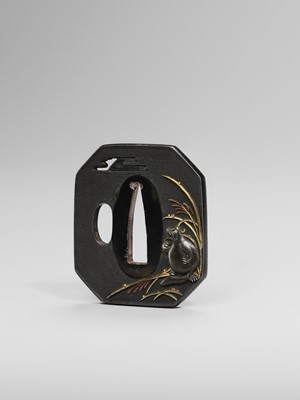 HARUAKI: A FINE ‘TANUKI HARA NO TSUZUMI’ SHAKUDO NANAKO TSUBA, WITH TOKUBETSO KICHO (ESPECIALLY PRECIOUS) NBTHK CERTIFICATE