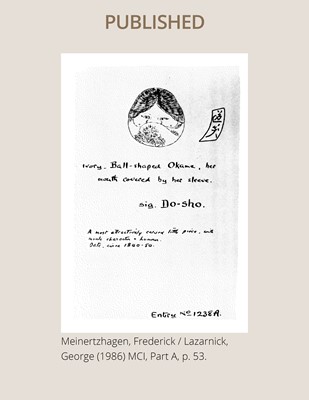 Lot 144 - DOSHO: A FINE OSAKA SCHOOL IVORY NETSUKE OF OKAME AS ONNA DARUMA